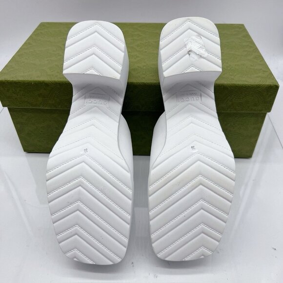 Gucci Logo Rubber Platform Heel Clogs Mules Slip On 725899 White Wms EU 39 US 9 - Picture 11 of 13